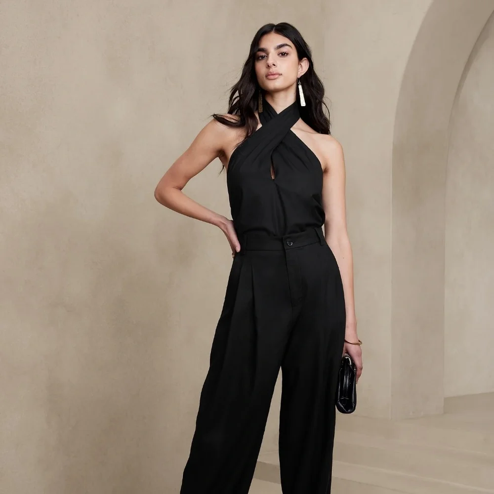 New! BANANA REPUBLIC Rhapsody Poplin Halter Top in Ecru Stripe colour, sz Large - Picture 6 of 6